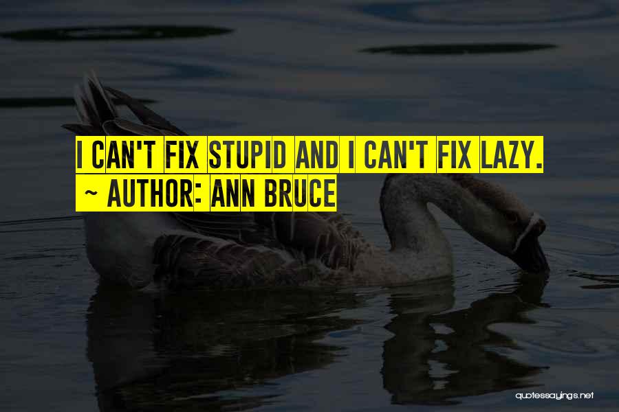 Ann Bruce Quotes: I Can't Fix Stupid And I Can't Fix Lazy.