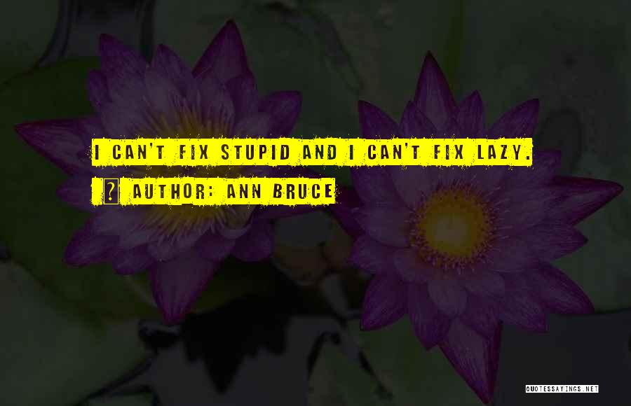 Ann Bruce Quotes: I Can't Fix Stupid And I Can't Fix Lazy.