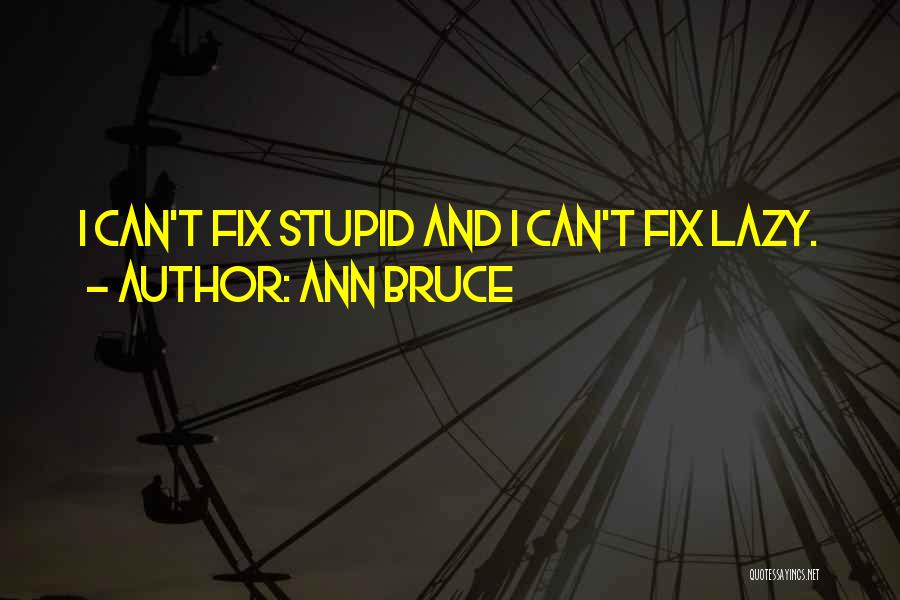 Ann Bruce Quotes: I Can't Fix Stupid And I Can't Fix Lazy.