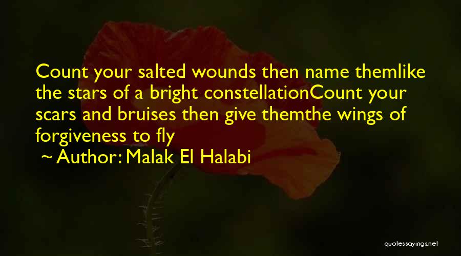 Malak El Halabi Quotes: Count Your Salted Wounds Then Name Themlike The Stars Of A Bright Constellationcount Your Scars And Bruises Then Give Themthe