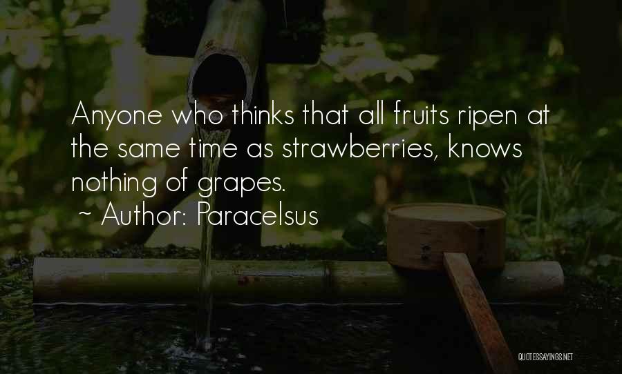 Paracelsus Quotes: Anyone Who Thinks That All Fruits Ripen At The Same Time As Strawberries, Knows Nothing Of Grapes.