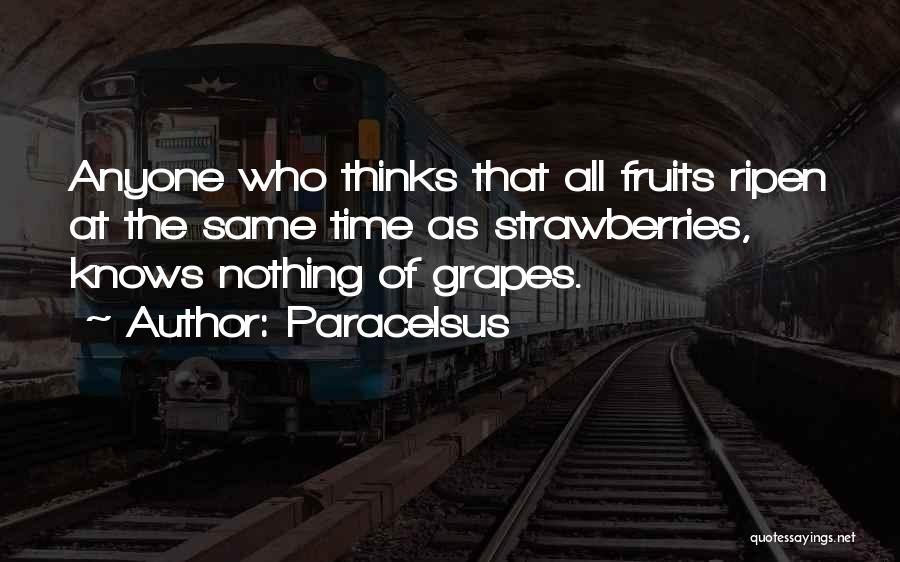 Paracelsus Quotes: Anyone Who Thinks That All Fruits Ripen At The Same Time As Strawberries, Knows Nothing Of Grapes.