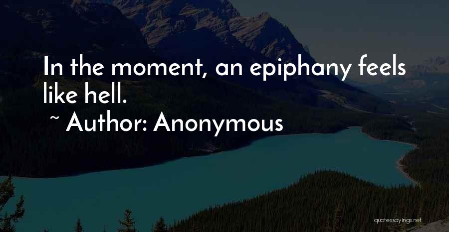 Anonymous Quotes: In The Moment, An Epiphany Feels Like Hell.