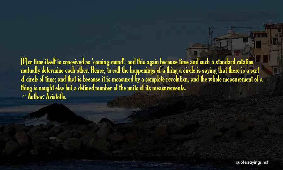 Aristotle. Quotes: [f]or Time Itself Is Conceived As 'coming Round'; And This Again Because Time And Such A Standard Rotation Mutually Determine