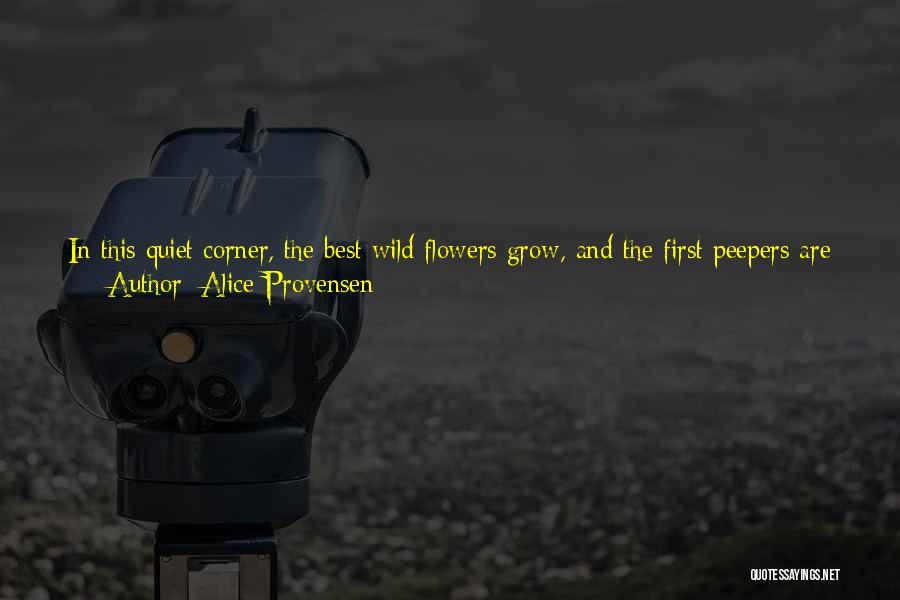 Alice Provensen Quotes: In This Quiet Corner, The Best Wild Flowers Grow, And The First Peepers Are Heard In The Spring, Even Before