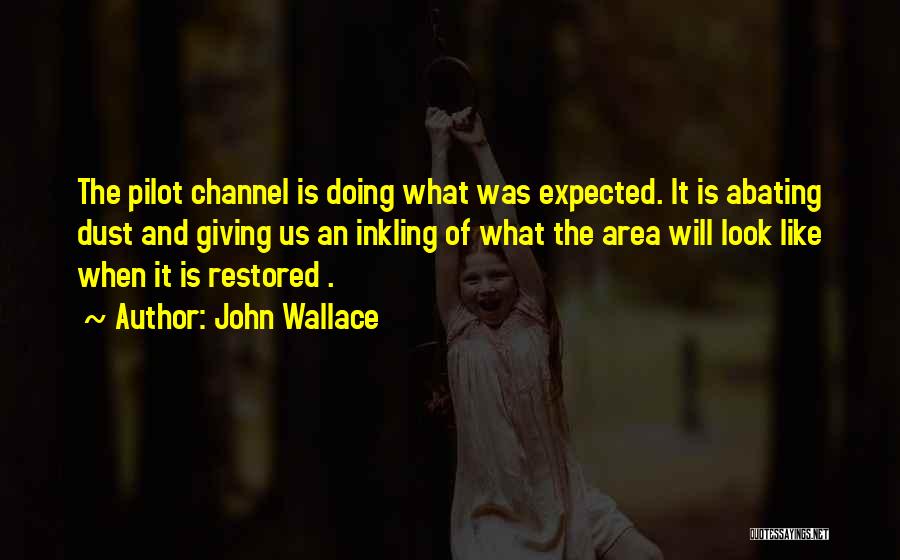 John Wallace Quotes: The Pilot Channel Is Doing What Was Expected. It Is Abating Dust And Giving Us An Inkling Of What The