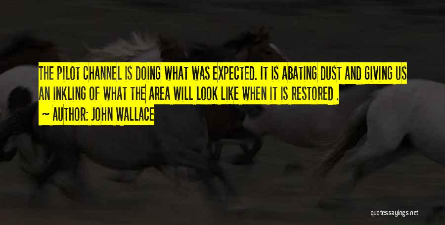 John Wallace Quotes: The Pilot Channel Is Doing What Was Expected. It Is Abating Dust And Giving Us An Inkling Of What The