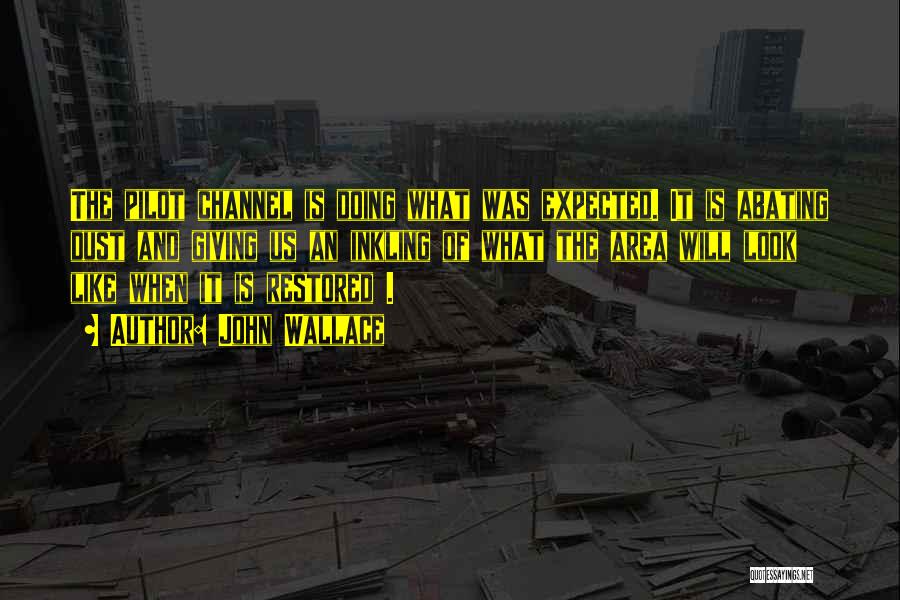 John Wallace Quotes: The Pilot Channel Is Doing What Was Expected. It Is Abating Dust And Giving Us An Inkling Of What The