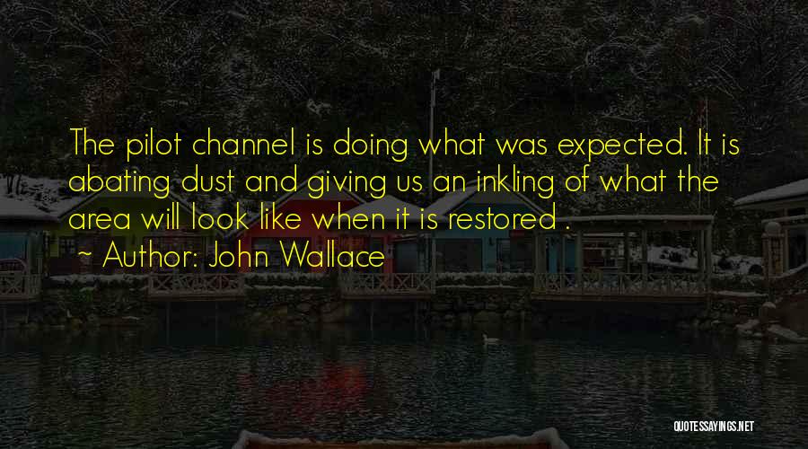 John Wallace Quotes: The Pilot Channel Is Doing What Was Expected. It Is Abating Dust And Giving Us An Inkling Of What The