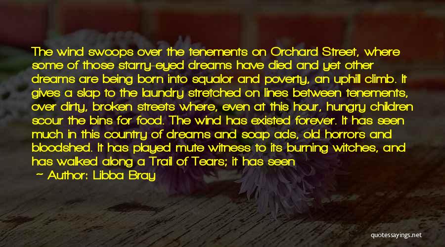 Libba Bray Quotes: The Wind Swoops Over The Tenements On Orchard Street, Where Some Of Those Starry-eyed Dreams Have Died And Yet Other