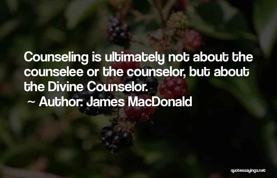James MacDonald Quotes: Counseling Is Ultimately Not About The Counselee Or The Counselor, But About The Divine Counselor.