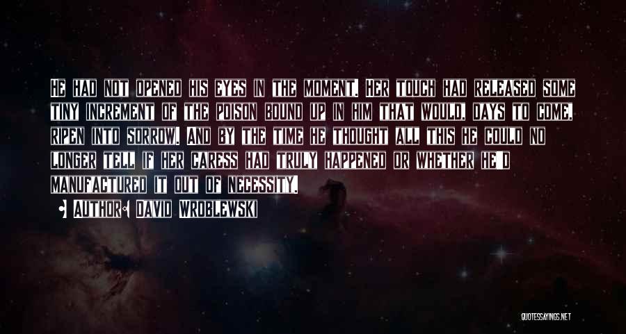 David Wroblewski Quotes: He Had Not Opened His Eyes In The Moment. Her Touch Had Released Some Tiny Increment Of The Poison Bound
