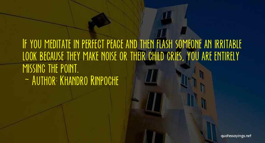 Khandro Rinpoche Quotes: If You Meditate In Perfect Peace And Then Flash Someone An Irritable Look Because They Make Noise Or Their Child