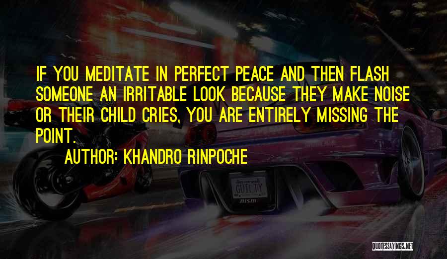 Khandro Rinpoche Quotes: If You Meditate In Perfect Peace And Then Flash Someone An Irritable Look Because They Make Noise Or Their Child