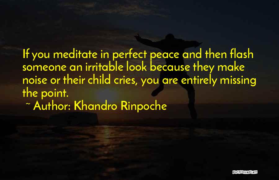 Khandro Rinpoche Quotes: If You Meditate In Perfect Peace And Then Flash Someone An Irritable Look Because They Make Noise Or Their Child