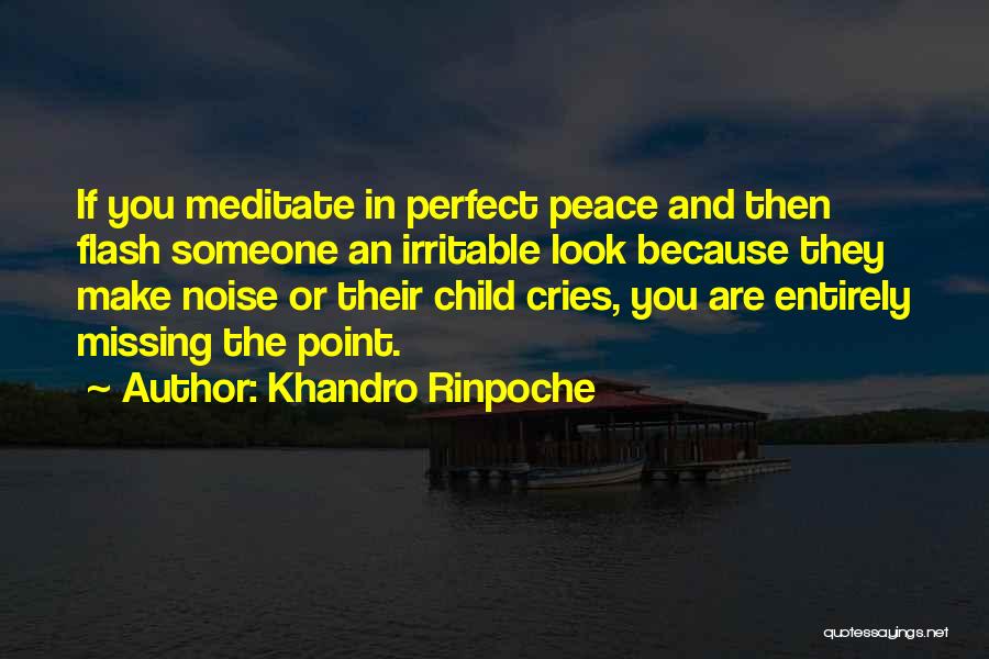Khandro Rinpoche Quotes: If You Meditate In Perfect Peace And Then Flash Someone An Irritable Look Because They Make Noise Or Their Child