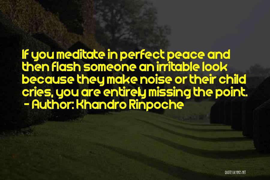 Khandro Rinpoche Quotes: If You Meditate In Perfect Peace And Then Flash Someone An Irritable Look Because They Make Noise Or Their Child