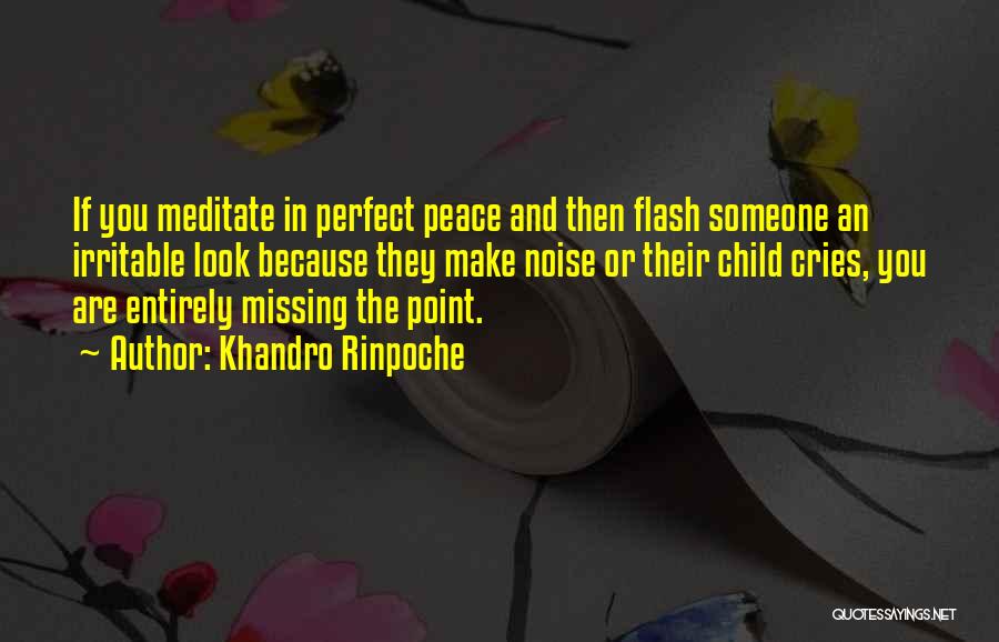 Khandro Rinpoche Quotes: If You Meditate In Perfect Peace And Then Flash Someone An Irritable Look Because They Make Noise Or Their Child