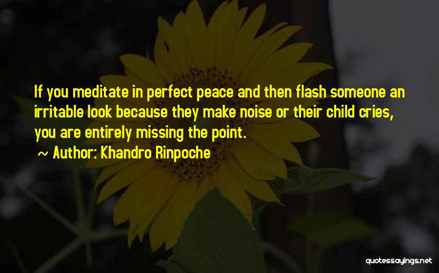 Khandro Rinpoche Quotes: If You Meditate In Perfect Peace And Then Flash Someone An Irritable Look Because They Make Noise Or Their Child