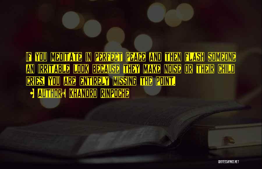Khandro Rinpoche Quotes: If You Meditate In Perfect Peace And Then Flash Someone An Irritable Look Because They Make Noise Or Their Child