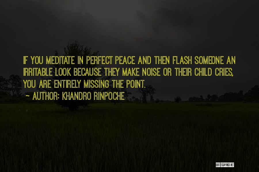 Khandro Rinpoche Quotes: If You Meditate In Perfect Peace And Then Flash Someone An Irritable Look Because They Make Noise Or Their Child