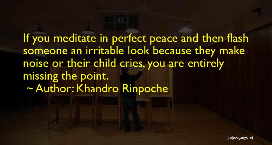 Khandro Rinpoche Quotes: If You Meditate In Perfect Peace And Then Flash Someone An Irritable Look Because They Make Noise Or Their Child