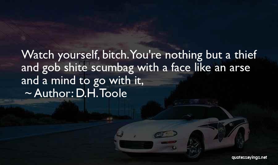 D.H. Toole Quotes: Watch Yourself, Bitch. You're Nothing But A Thief And Gob Shite Scumbag With A Face Like An Arse And A