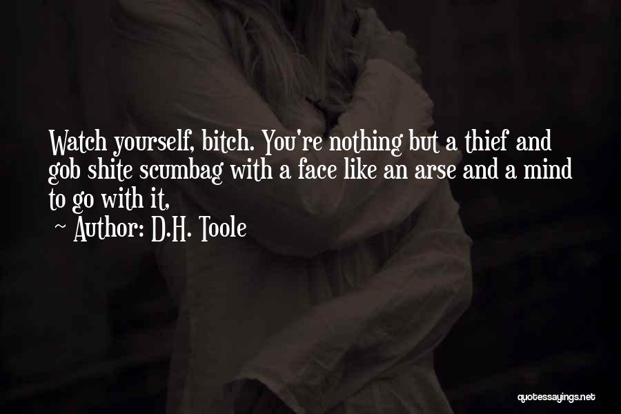 D.H. Toole Quotes: Watch Yourself, Bitch. You're Nothing But A Thief And Gob Shite Scumbag With A Face Like An Arse And A