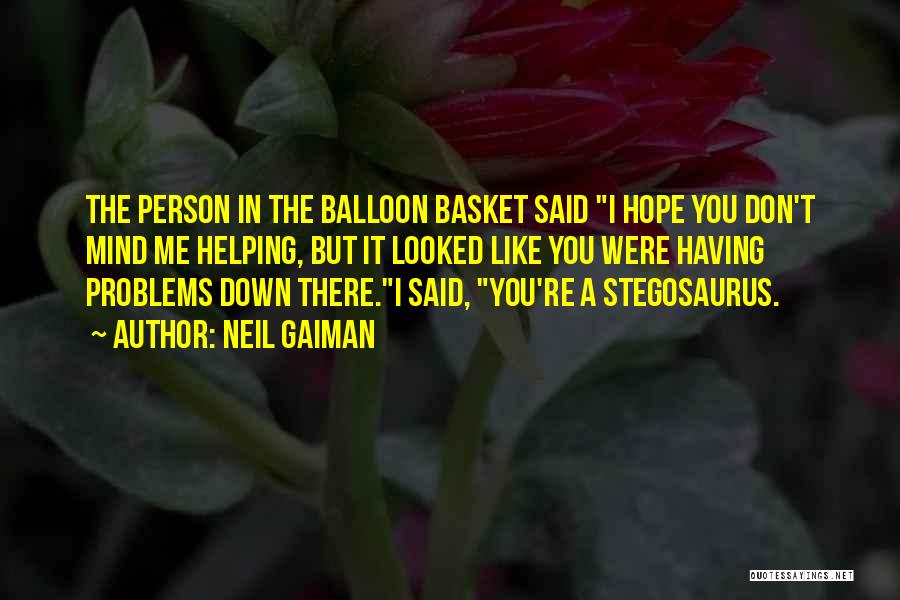 Neil Gaiman Quotes: The Person In The Balloon Basket Said I Hope You Don't Mind Me Helping, But It Looked Like You Were