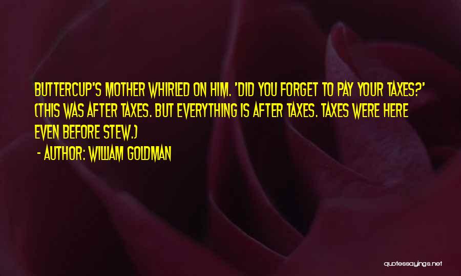 William Goldman Quotes: Buttercup's Mother Whirled On Him. 'did You Forget To Pay Your Taxes?' (this Was After Taxes. But Everything Is After