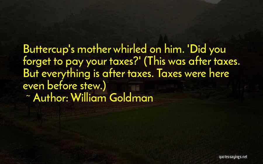 William Goldman Quotes: Buttercup's Mother Whirled On Him. 'did You Forget To Pay Your Taxes?' (this Was After Taxes. But Everything Is After