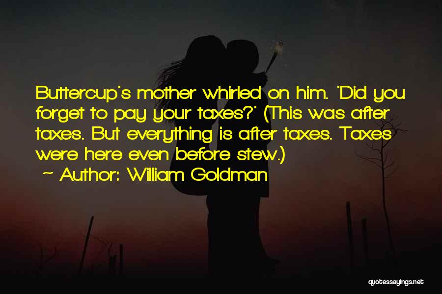 William Goldman Quotes: Buttercup's Mother Whirled On Him. 'did You Forget To Pay Your Taxes?' (this Was After Taxes. But Everything Is After
