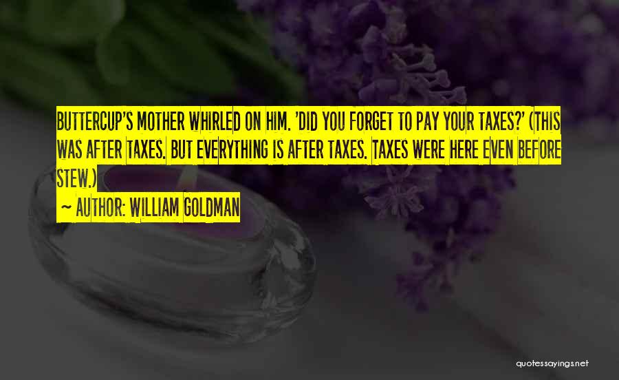 William Goldman Quotes: Buttercup's Mother Whirled On Him. 'did You Forget To Pay Your Taxes?' (this Was After Taxes. But Everything Is After