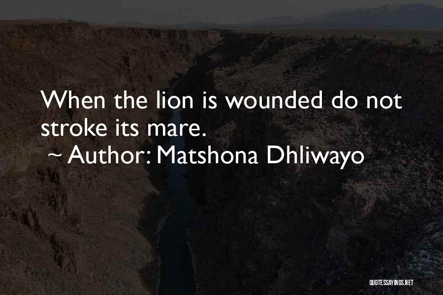 Matshona Dhliwayo Quotes: When The Lion Is Wounded Do Not Stroke Its Mare.