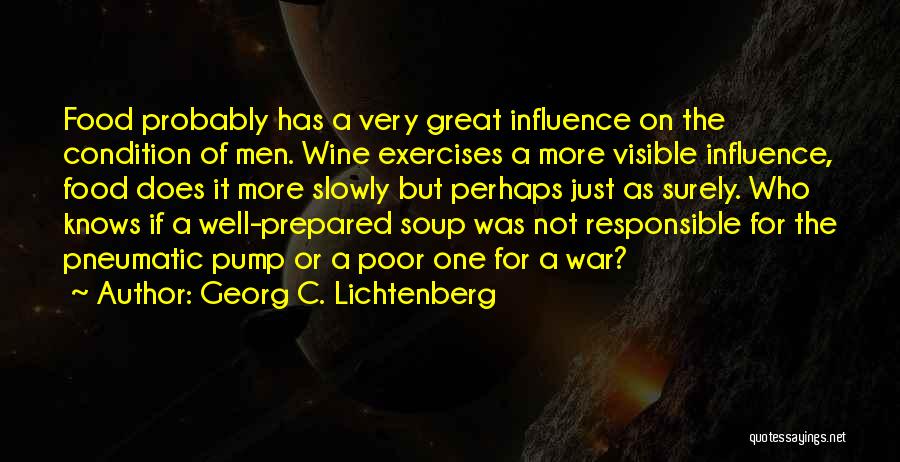 Georg C. Lichtenberg Quotes: Food Probably Has A Very Great Influence On The Condition Of Men. Wine Exercises A More Visible Influence, Food Does