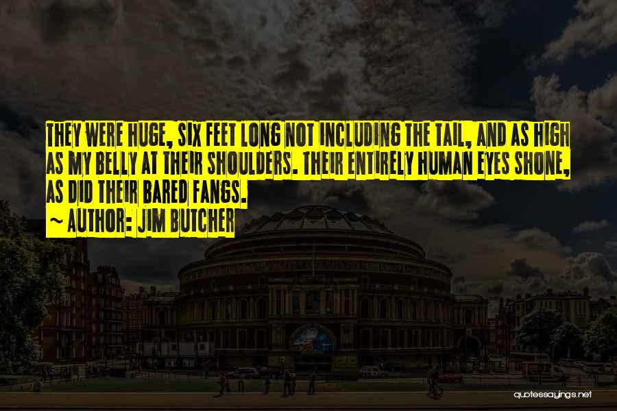 Jim Butcher Quotes: They Were Huge, Six Feet Long Not Including The Tail, And As High As My Belly At Their Shoulders. Their