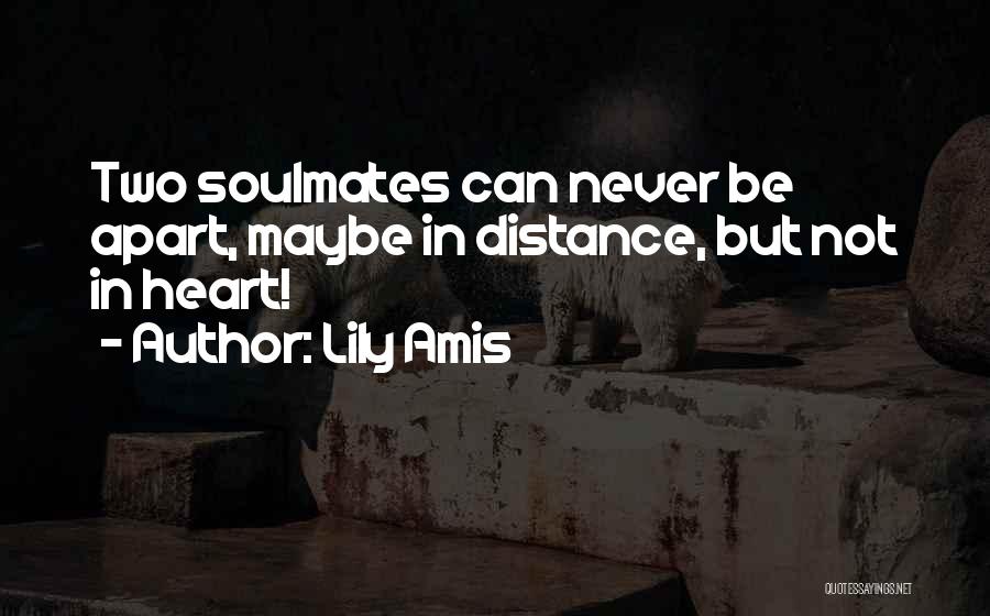 Lily Amis Quotes: Two Soulmates Can Never Be Apart, Maybe In Distance, But Not In Heart!