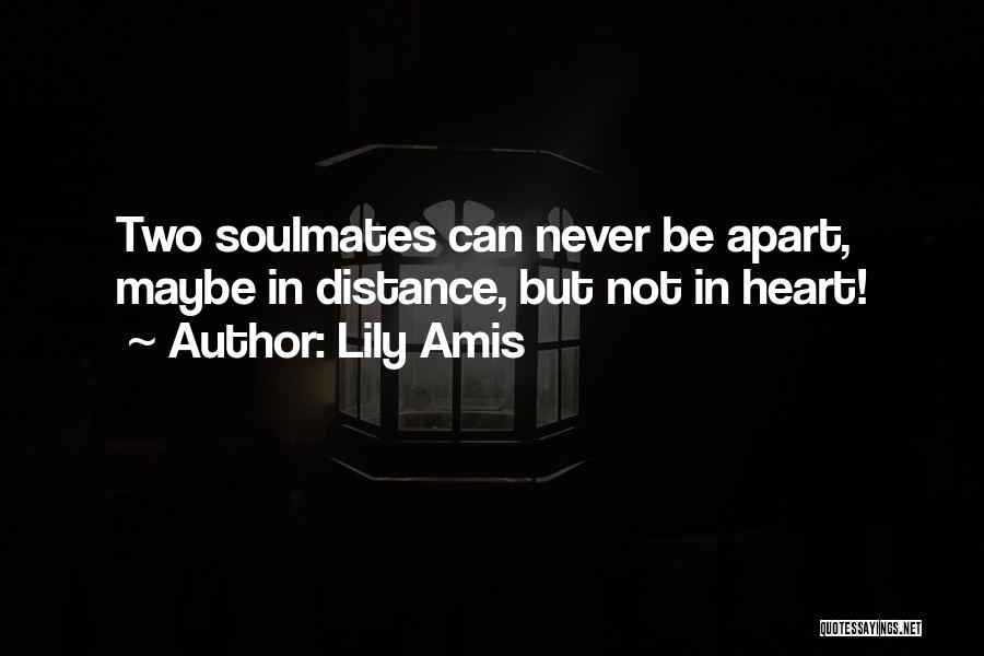 Lily Amis Quotes: Two Soulmates Can Never Be Apart, Maybe In Distance, But Not In Heart!