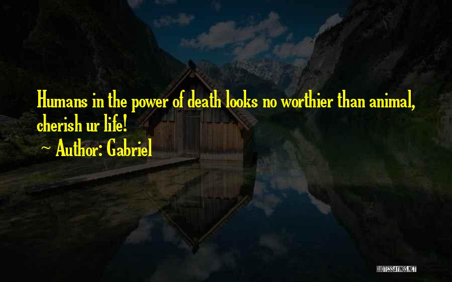 Gabriel Quotes: Humans In The Power Of Death Looks No Worthier Than Animal, Cherish Ur Life!