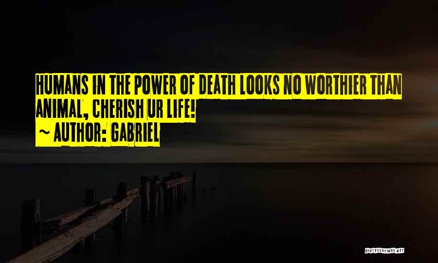 Gabriel Quotes: Humans In The Power Of Death Looks No Worthier Than Animal, Cherish Ur Life!