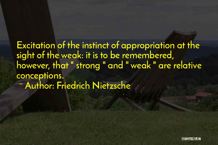 Friedrich Nietzsche Quotes: Excitation Of The Instinct Of Appropriation At The Sight Of The Weak: It Is To Be Remembered, However, That Strong