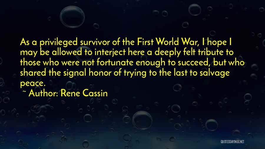 Rene Cassin Quotes: As A Privileged Survivor Of The First World War, I Hope I May Be Allowed To Interject Here A Deeply