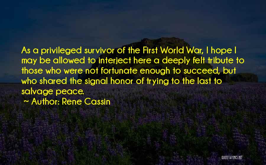 Rene Cassin Quotes: As A Privileged Survivor Of The First World War, I Hope I May Be Allowed To Interject Here A Deeply