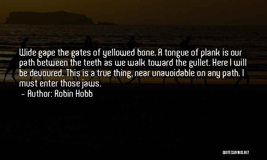 Robin Hobb Quotes: Wide Gape The Gates Of Yellowed Bone. A Tongue Of Plank Is Our Path Between The Teeth As We Walk