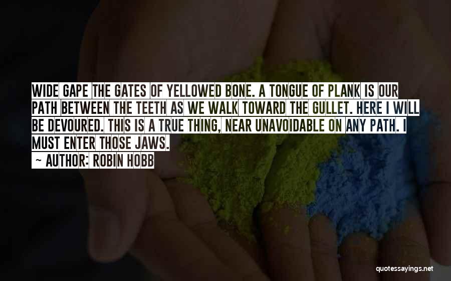 Robin Hobb Quotes: Wide Gape The Gates Of Yellowed Bone. A Tongue Of Plank Is Our Path Between The Teeth As We Walk