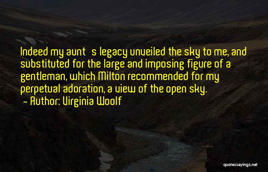 Virginia Woolf Quotes: Indeed My Aunt's Legacy Unveiled The Sky To Me, And Substituted For The Large And Imposing Figure Of A Gentleman,