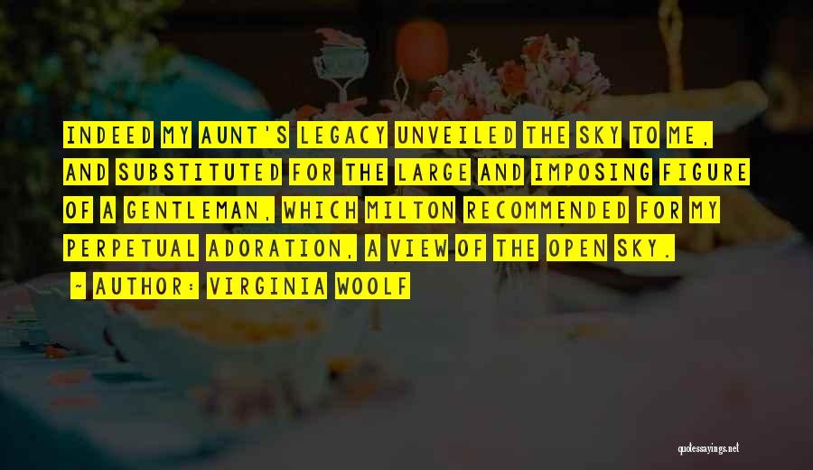 Virginia Woolf Quotes: Indeed My Aunt's Legacy Unveiled The Sky To Me, And Substituted For The Large And Imposing Figure Of A Gentleman,