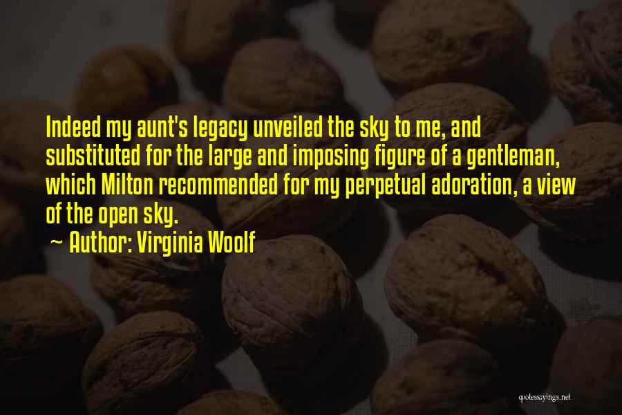 Virginia Woolf Quotes: Indeed My Aunt's Legacy Unveiled The Sky To Me, And Substituted For The Large And Imposing Figure Of A Gentleman,