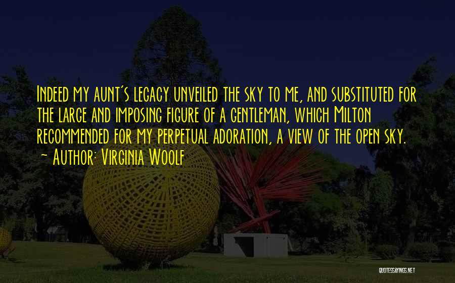 Virginia Woolf Quotes: Indeed My Aunt's Legacy Unveiled The Sky To Me, And Substituted For The Large And Imposing Figure Of A Gentleman,