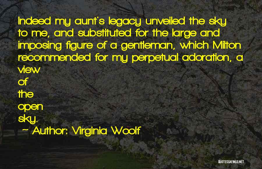 Virginia Woolf Quotes: Indeed My Aunt's Legacy Unveiled The Sky To Me, And Substituted For The Large And Imposing Figure Of A Gentleman,